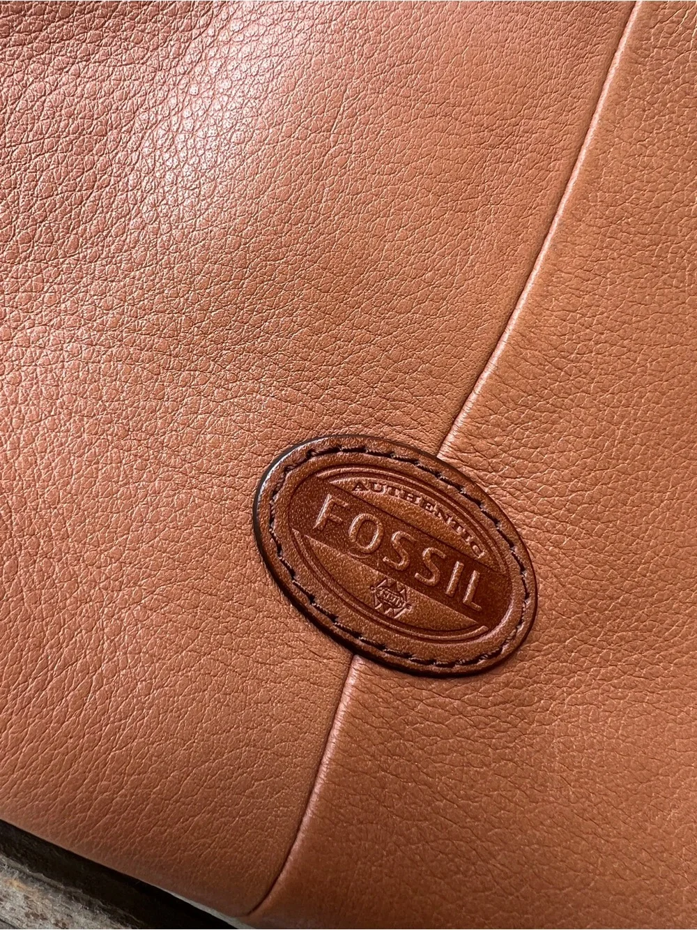 Fossil Men's Cognac Leather Messenger Bag